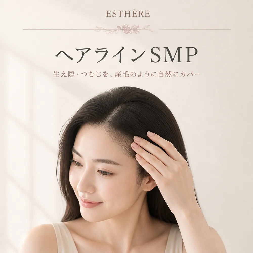 生え際とつむじを産毛のように描いたヘアラインSMPのイメージ — 韓国 SMP エステールエステ 弘大